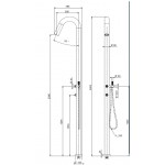 Στήλη ντους εξωτερικού χώρου από inox με λαβές inox, 2 εξόδων με τηλέφωνο & σπιράλ 1,50m, ρυθμιστή θερμοκρασίας & κάλυμμα προστασίας, χρώμα: Χρωμέ επιφάνεια: Βουρτσισμένη Εξωτερικού χώρου