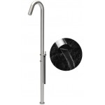 Στήλη ντους εξωτερικού χώρου από inox με λαβές inox, 2 εξόδων με τηλέφωνο & σπιράλ 1,50m, ρυθμιστή θερμοκρασίας & κάλυμμα προστασίας, χρώμα: Χρωμέ επιφάνεια: Βουρτσισμένη Εξωτερικού χώρου