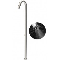 Στήλη ντους εξωτερικού χώρου από inox mist, με λαβές inox, 1 εξόδου με ρυθμιστή θερμοκρασίας & κάλυμμα προστασίας, χρώμα: Χρωμέ επιφάνεια: Βουρτσισμένη Εξωτερικού χώρου