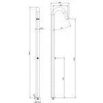 Στήλη ντους εξωτερικού χώρου από inox με λαβές inox, 1 εξόδου με ρυθμιστή θερμοκρασίας & κάλυμμα προστασίας, χρώμα: Χρωμέ επιφάνεια: Βουρτσισμένη Εξωτερικού χώρου