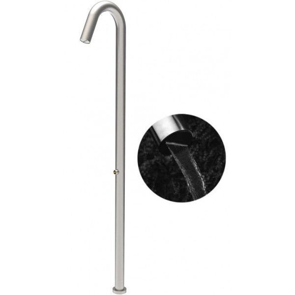 Στήλη ντους εξωτερικού χώρου από inox με λαβές inox, 1 εξόδου με ρυθμιστή θερμοκρασίας & κάλυμμα προστασίας, χρώμα: Χρωμέ επιφάνεια: Βουρτσισμένη Εξωτερικού χώρου