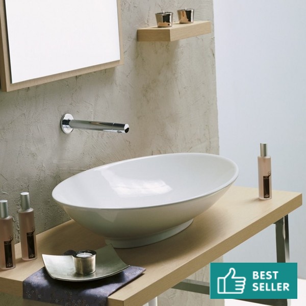 Νιπτήρας ελευθέρας τοποθέτησης 63x45x15 από πορσελάνη χωρίς οπή  χωρίς υπερχείλιση, χρώμα: Λευκό επιφάνεια: Γυαλιστερή Ελευθέρας τοποθέτησης