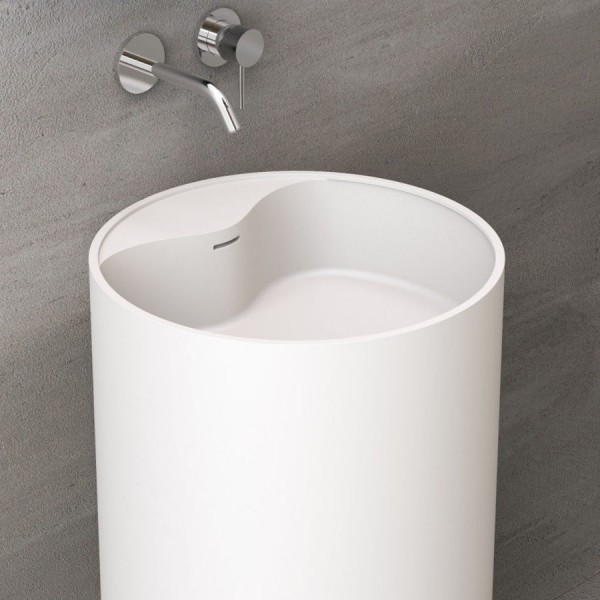 Washbasin Floor standing 45x45x90 material: Solid Surface, color: White surface: Matt Floor standing