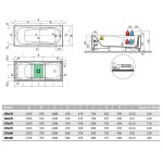 Bathtub Rectangular 170x70 material: Acrylic, color: White no grab bars surface: Glossy Rectangular