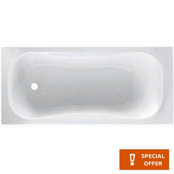 Bathtub Rectangular 170x70 material: Acrylic, color: White no grab bars surface: Glossy Rectangular
