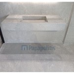 Πάγκος μπάνιου με νιπτήρα 120x50x15 από γρανίτη gres porcell.smaltato επιφάνεια: Ματ με 1 νιπτήρα χωρίς οπή, με κεκλιμένη γούρνα, χρώμα: Γκρι Νιπτηροπάγκοι