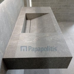 Πάγκος μπάνιου με νιπτήρα 120x50x15 από γρανίτη gres porcell.smaltato επιφάνεια: Ματ με 1 νιπτήρα χωρίς οπή, με κεκλιμένη γούρνα, χρώμα: Γκρι Νιπτηροπάγκοι