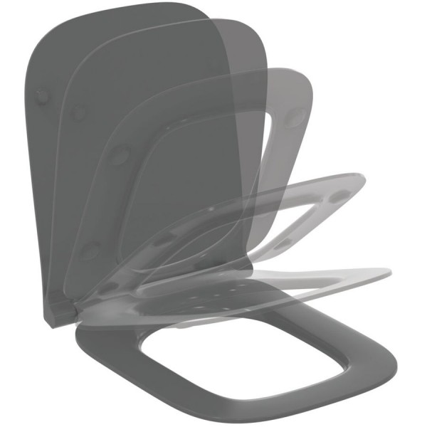 Toilet-seat soft closing, style: Sandwich, glossy grey Slim, color: Grey Toilet seats & covers Toilet-seat soft closing, style: Sandwich, glossy grey Slim, color: Grey Toilet seats & covers