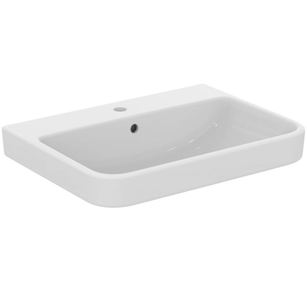 Washbasin Wall-mounted 65x48x15 With 1 bowl With hole in the middle With overflow / no pedestal material: Porcelain, color: White surface: Glossy Wall-mounted Washbasin Wall-mounted 65x48x15 With 1 bowl With hole in the middle With overflow / no pedestal material: Porcelain, color: White surface: Glossy Wall-mounted