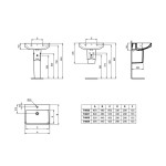 Washbasin Wall-mounted 50x44x15 With 1 bowl With hole in the middle With overflow / no pedestal material: Porcelain, color: White surface: Glossy Wall-mounted