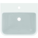 Washbasin Wall-mounted 50x44x15 With 1 bowl With hole in the middle With overflow / no pedestal material: Porcelain, color: White surface: Glossy Wall-mounted