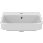 Washbasin Wall-mounted 50x44x15 With 1 bowl With hole in the middle With overflow / no pedestal material: Porcelain, color: White surface: Glossy Wall-mounted