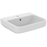 Washbasin Wall-mounted 50x44x15 With 1 bowl With hole in the middle With overflow / no pedestal material: Porcelain, color: White surface: Glossy Wall-mounted