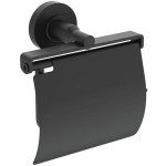 Paper holder with cover material: Brass silk black, color: Black surface: Matt Toilet paper holders