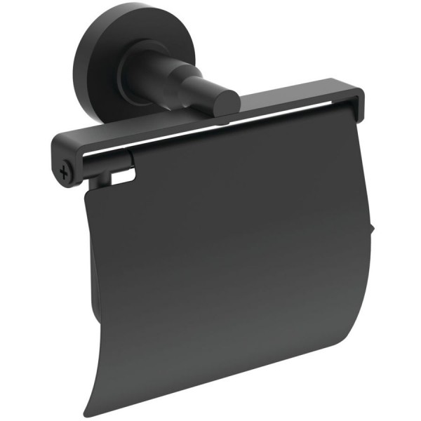 Paper holder with cover material: Brass silk black, color: Black surface: Matt Toilet paper holders