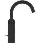 Μπαταρία νιπτήρος επικαθήμενη αναμεικτική από ορείχαλκο με βαλβίδα pop-up  υψηλή silk black, χρώμα: Μαύρο επιφάνεια: Ματ Επικαθήμενες