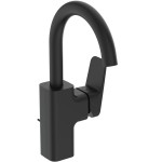 Μπαταρία νιπτήρος επικαθήμενη αναμεικτική από ορείχαλκο με βαλβίδα pop-up  υψηλή silk black, χρώμα: Μαύρο επιφάνεια: Ματ Επικαθήμενες