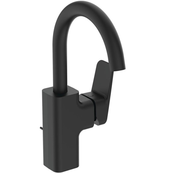 Μπαταρία νιπτήρος επικαθήμενη αναμεικτική από ορείχαλκο με βαλβίδα pop-up  υψηλή silk black, χρώμα: Μαύρο επιφάνεια: Ματ Επικαθήμενες