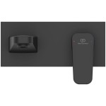 Μπαταρία νιπτήρος εντοιχιζόμενη - εξωτερικό μέρος αναμεικτική με πλακέτα χωρίς βαλβίδα, χρώμα: Μαύρο 16,6cm, silk black από ορείχαλκο επιφάνεια: Ματ Εντοιχιζόμενες εξωτερικό μέρος