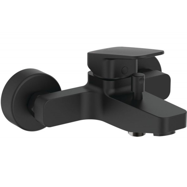 Μπαταρία μπανιέρας επίτοιχη από ορείχαλκο κορμός (χωρίς τηλέφωνο, σπιράλ, στήριγμα), silk black αναμεικτική, χρώμα: Μαύρο επιφάνεια: Ματ Επίτοιχες