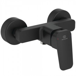 Μπαταρία ντουζιέρας επίτοιχη αναμεικτική από ορείχαλκο κορμός (χωρίς τηλέφωνο, σπιράλ, στήριγμα), silk black, χρώμα: Μαύρο επιφάνεια: Ματ Επίτοιχες