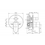 Μπαταρία ντουζιέρας εντοιχιζόμενη 2 εξόδων αναμεικτική από ορείχαλκο με πλακέτα κομπλέ, rose, χρώμα: Ροζ επιφάνεια: Ματ Εντοιχιζόμενες εξωτερικό μέρος
