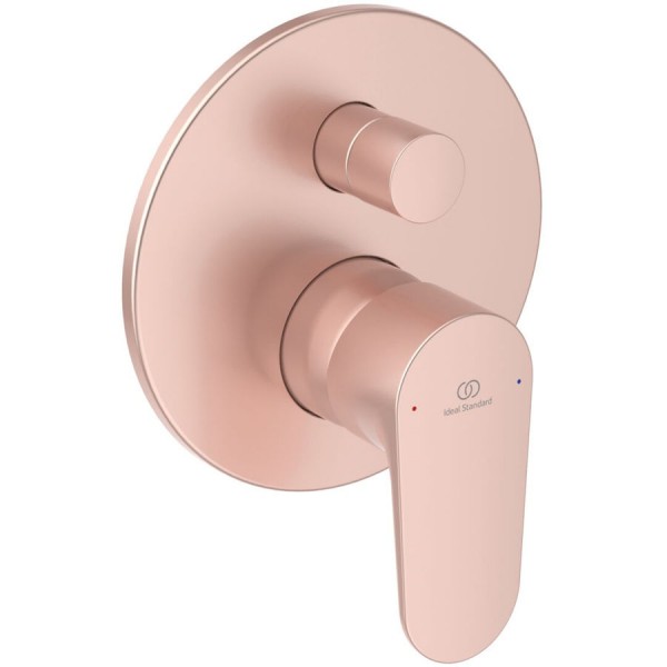 Μπαταρία ντουζιέρας εντοιχιζόμενη 2 εξόδων αναμεικτική από ορείχαλκο με πλακέτα κομπλέ, rose, χρώμα: Ροζ επιφάνεια: Ματ Εντοιχιζόμενες εξωτερικό μέρος