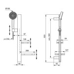 Βέργα ντους 60cm από ορείχαλκος/αλουμίνιο silver με τηλέφωνο, σπιράλ & σαπουνοθήκη, χρώμα: Χρωμέ επιφάνεια: Ματ Βέργες ντους