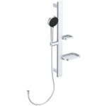 Shower slider rail 60cm material: Brass / Aluminum silver with hand shower, hose & soap holder, color: Chrome surface: Satin Shower slider rails Shower slider rail 60cm material: Brass / Aluminum silver with hand shower, hose & soap holder, color: Chrome surface: Satin Shower slider rails
