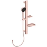Shower slider rail 60cm material: Brass / Aluminum rose with hand shower, hose & soap holder, color: Pink surface: Matt Shower slider rails Shower slider rail 60cm material: Brass / Aluminum rose with hand shower, hose & soap holder, color: Pink surface: Matt Shower slider rails