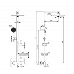 Shower tap with showerpipe and overhead shower Wall-mounted material: Brass / Aluminum mixer, color: Black surface: Matt Wall-mounted exposed with showerpipe and overhead shower