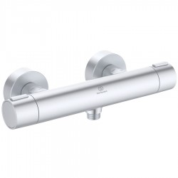 Shower tap Wall-mounted exposed material: Brass / Aluminum thermostatic without hand shower, hose and holder, color: Chrome surface: Matt Wall-mouned exposed