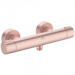 Shower tap Wall-mounted exposed material: Brass / Aluminum thermostatic without hand shower, hose and holder, color: Pink surface: Matt Wall-mouned exposed