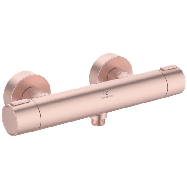 Shower tap Wall-mounted exposed material: Brass / Aluminum thermostatic without hand shower, hose and holder, color: Pink surface: Matt Wall-mouned exposed Shower tap Wall-mounted exposed material: Brass / Aluminum thermostatic without hand shower, hose and holder, color: Pink surface: Matt Wall-mouned exposed