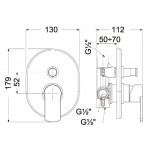 Shower tap Wall-mounted concealed - complete set 2 way material: Brass mixer With plate without hand shower, hose and holder, color: Chrome surface: Glossy Wall-mounted - external part Shower tap Wall-mounted concealed - complete set 2 way material: Brass mixer With plate without hand shower, hose and holder, color: Chrome surface: Glossy Wall-mounted - external part