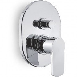 Shower tap Wall-mounted concealed - complete set 2 way material: Brass mixer With plate without hand shower, hose and holder, color: Chrome surface: Glossy Wall-mounted - external part