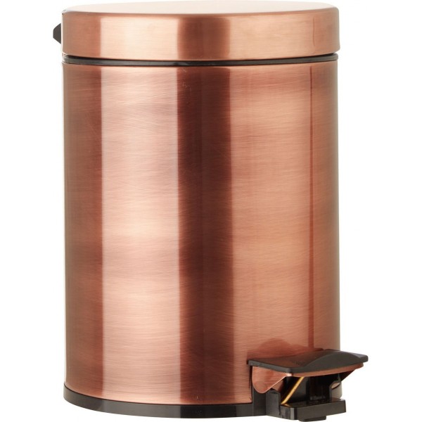 Waste bin material: Brass soft close, copper 5 lt Closed Floor standing, color: Pink Gold surface: Brushed Dustbins