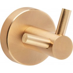 Hook double Flat wall mounted material: Inox brass gold, color: Gold surface: Brushed Hooks
