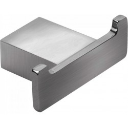 Hook double Flat wall mounted material: Brass graphite, color: Grey surface: Brushed Hooks