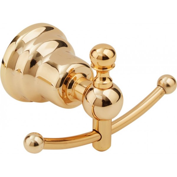 Hook double Flat wall mounted material: Brass gold, color: Gold surface: Glossy Hooks