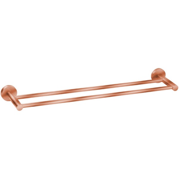 Towel 60cm copper Fixed double material: Inox, color: Pink Gold surface: Brushed Towel rails