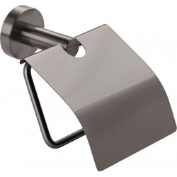 Paper holder with cover material: Inox graphite, color: Grey surface: Brushed Toilet paper holders