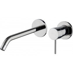Wash basin tap Wall-mounted - external part 2 holes mixer With push-open waste set, color: Chrome material: Brass surface: Glossy Wall-mounted - external part