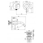 Wash basin tap Wall-mounted - external part 2 holes mixer With push-open waste set, color: Chrome 15,8cm material: Brass surface: Glossy Wall-mounted - external part