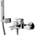Bathtub tap Wall-mounted exposed material: Brass with hand shower, hose and holder mixer, color: Chrome surface: Glossy Wall-mouned exposed Bathtub tap Wall-mounted exposed material: Brass with hand shower, hose and holder mixer, color: Chrome surface: Glossy Wall-mouned exposed
