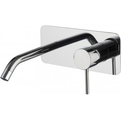 Wash basin tap Wall-mounted - external part mixer With plate With push-open waste set, color: Chrome material: Brass surface: Glossy Wall-mounted - external part
