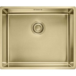 Νεροχύτης ανοξείδωτος 50x41 από inox επιφάνεια: Λεία ματ χωρίς πάγκο ένθετος με λεπτό προφίλ (Slim top) / ένθετος με συνεπίπεδο προφίλ (Flushmount) / υποκαθήμενος, 1 γούρνα (54x45cm) gold, χρώμα: Χρυσό Ανοξείδωτοι