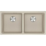 Νεροχύτης γρανιτένιος 76x44 χωρίς πάγκο ένθετος 2 γούρνες coffee, χρώμα: Μπεζ Γρανιτένιοι