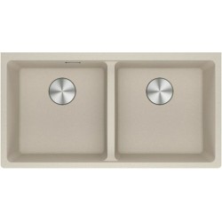 Νεροχύτης γρανιτένιος 76x44 χωρίς πάγκο ένθετος 2 γούρνες coffee, χρώμα: Μπεζ Γρανιτένιοι