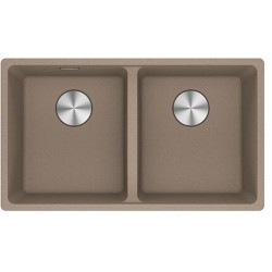 Νεροχύτης γρανιτένιος 76x44 χωρίς πάγκο ένθετος 2 γούρνες oyster, χρώμα: Καφέ Γρανιτένιοι